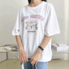 66-120사이즈 빅사이즈 여성 루즈핏 여름 캐주얼 프린팅 면 토끼 나염 반팔 티셔츠